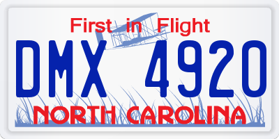 NC license plate DMX4920
