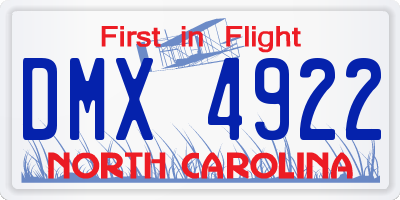 NC license plate DMX4922