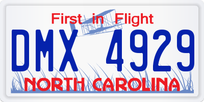 NC license plate DMX4929