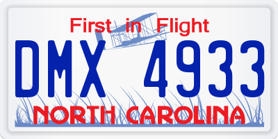 NC license plate DMX4933