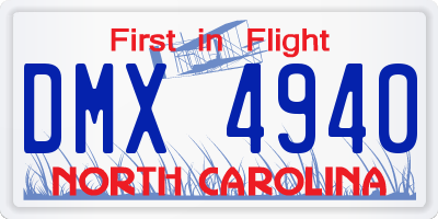 NC license plate DMX4940