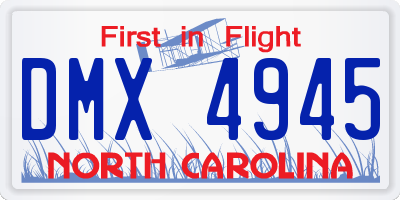 NC license plate DMX4945