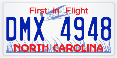 NC license plate DMX4948