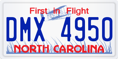 NC license plate DMX4950