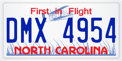 NC license plate DMX4954