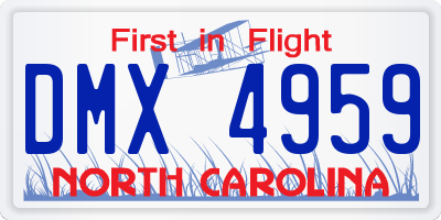 NC license plate DMX4959