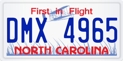 NC license plate DMX4965