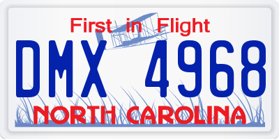 NC license plate DMX4968