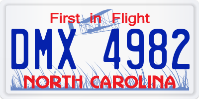 NC license plate DMX4982