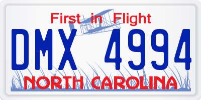 NC license plate DMX4994