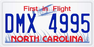 NC license plate DMX4995