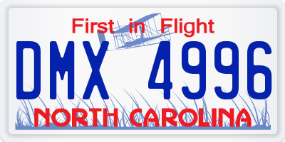 NC license plate DMX4996