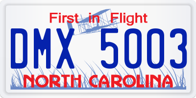 NC license plate DMX5003