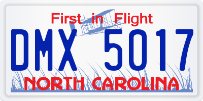 NC license plate DMX5017