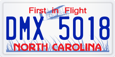 NC license plate DMX5018