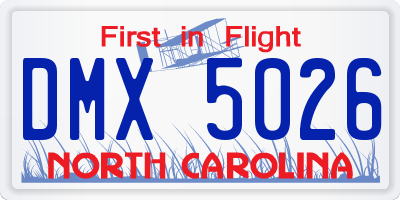 NC license plate DMX5026
