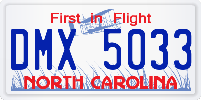 NC license plate DMX5033