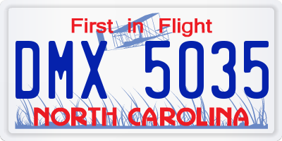 NC license plate DMX5035