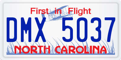 NC license plate DMX5037