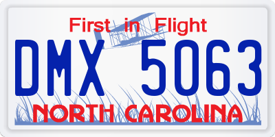 NC license plate DMX5063