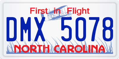 NC license plate DMX5078