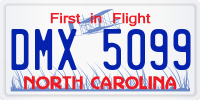 NC license plate DMX5099