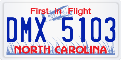NC license plate DMX5103