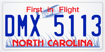 NC license plate DMX5113