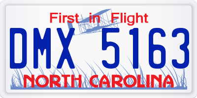 NC license plate DMX5163
