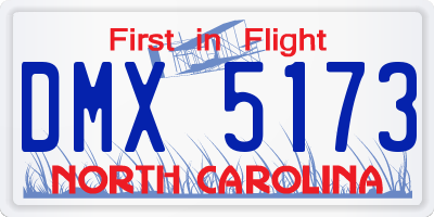 NC license plate DMX5173