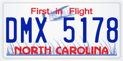 NC license plate DMX5178