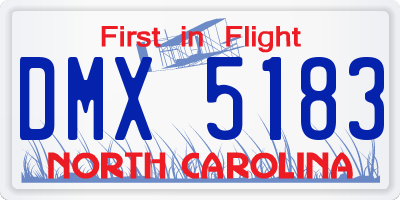 NC license plate DMX5183