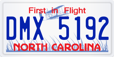NC license plate DMX5192