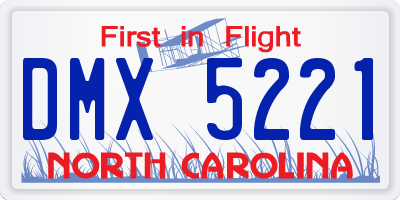 NC license plate DMX5221