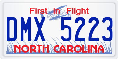NC license plate DMX5223