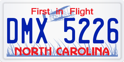 NC license plate DMX5226