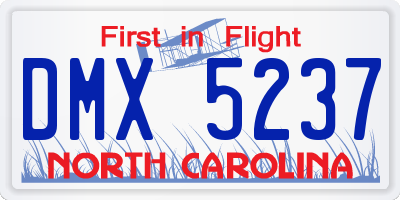 NC license plate DMX5237