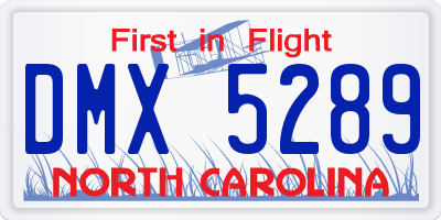 NC license plate DMX5289
