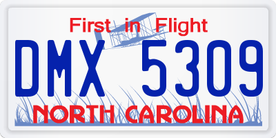 NC license plate DMX5309