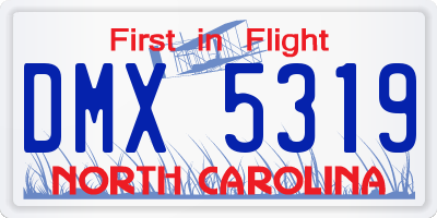 NC license plate DMX5319