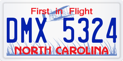 NC license plate DMX5324