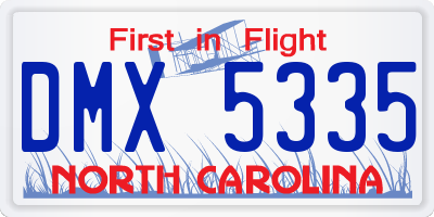 NC license plate DMX5335