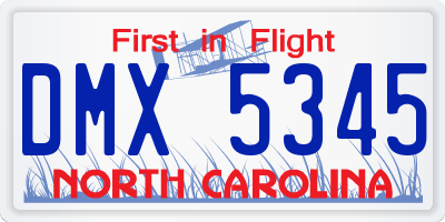 NC license plate DMX5345