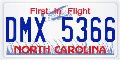 NC license plate DMX5366
