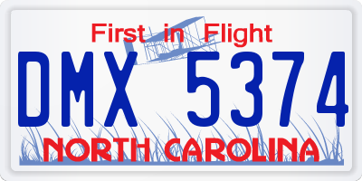 NC license plate DMX5374