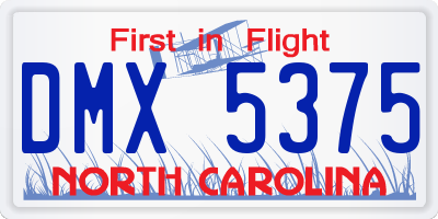 NC license plate DMX5375