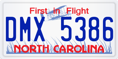 NC license plate DMX5386
