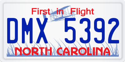 NC license plate DMX5392