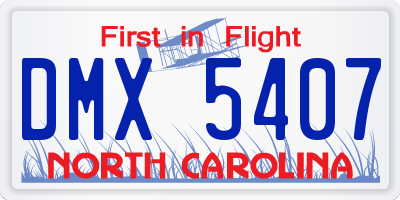 NC license plate DMX5407