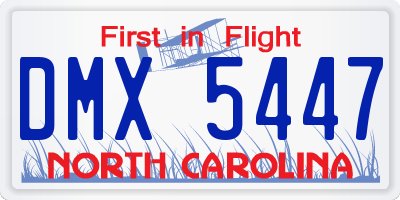 NC license plate DMX5447